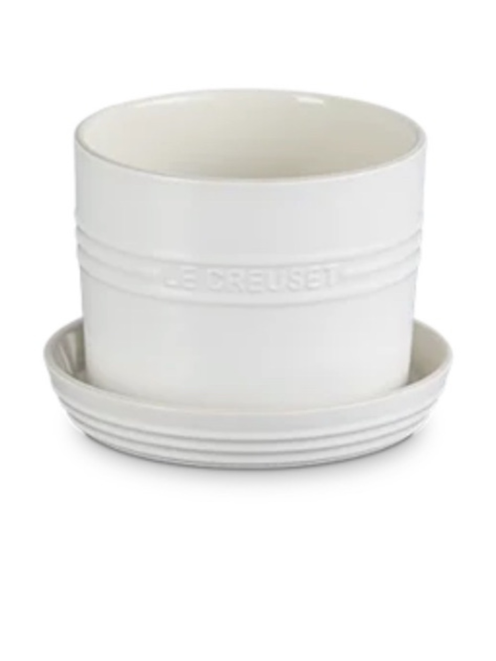 NWT Le Creuset Matte White Stoneware Planter with Saucer
